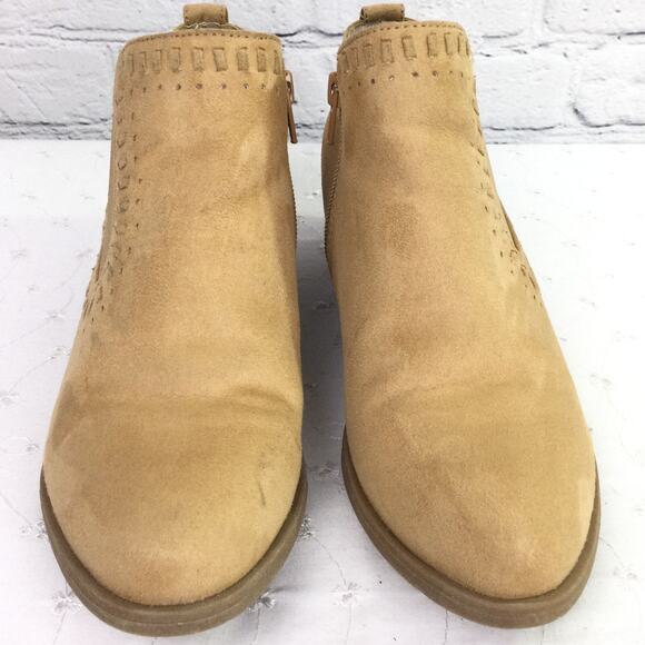 Carlos By Carlos Santana Cowgirl Faux Suede Low Heel Tan Western Bootie 7.5M - Picture 2 of 12